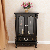 New European black wine cabinet gold drawing silver side cabinet Cabinet side cabinet multi-function cabinet French luxury