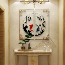 New Chinese home living room dining room entrance background wall decoration pendant wall metal wrought wall decoration