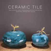 New Chinese style Dragonfly ceramic decorations simple modern light luxury porch living room study bookcase wine cabinet decoration