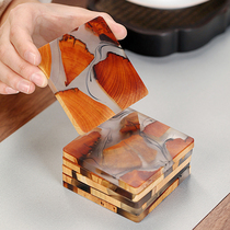 Cup Cushion Tea Road Creative Tea Cup Cushion Bamboo Tea Tosuit Resin Home Solid Wood Kongfu Tea Accessories Tea Dish
