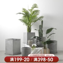 Behan beauty Nordic modern simple creative large cement flowerpot floor indoor living room courtyard green plant tray