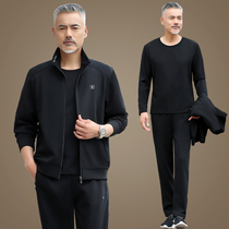 Spring and Autumn Long Sleeve Stand Collar Coats Middle-aged and Elderly Dad Fashion Leisure Sports Set Mens Running Clothes Sportswear