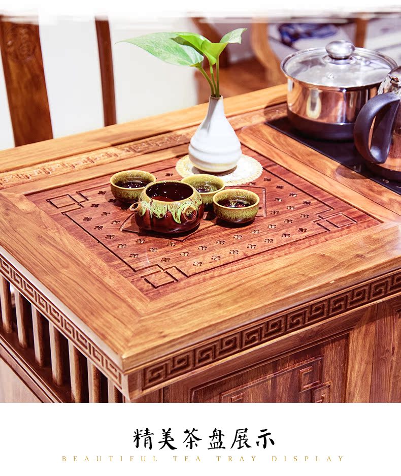 bàn ghế kết hợp của bảng mới của Trung Quốc bằng gỗ cổ đồ nội thất ban công bàn cà phê trà trà gỗ gụ Rosewood trà bảng kung fu - Bàn trà bàn trà kính