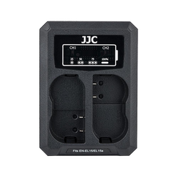 JJC는 Nikon EN-EL15C 충전기 USB 듀얼 슬롯 빠른 충전 Z5II Z63 Z6III Z62 ZF Z8 Z7 Z6II Z7 II SLR D750 D850 카메라 배터리 홀더 충전에 적합합니다.