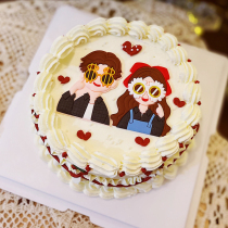 Net celebrity Tanabata Valentines Day cake decoration decoration clay couple little girl boy baking love love plug-in