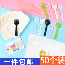 Cutlery Birthday Fork Fork Plaque jetable Plaque jetable Knife Fork Fork Tray Paper Tray Dish Cake Tray Fork Combined Suit