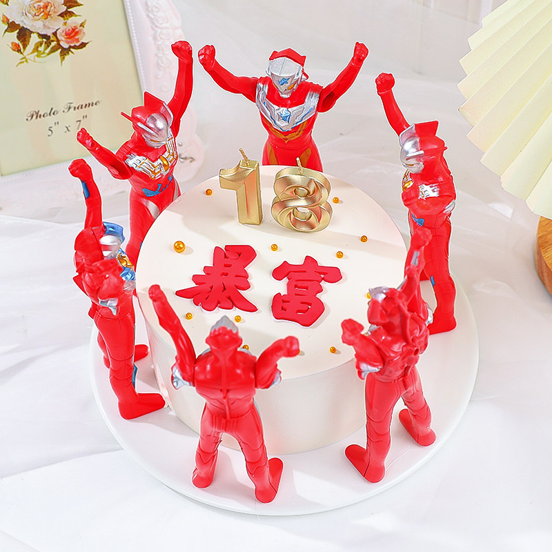 Net Red Boy Cake Decoration Hero Superman Swing Piece Children's Festival Birthday Candle Monster Toy Storm Rich Plugin