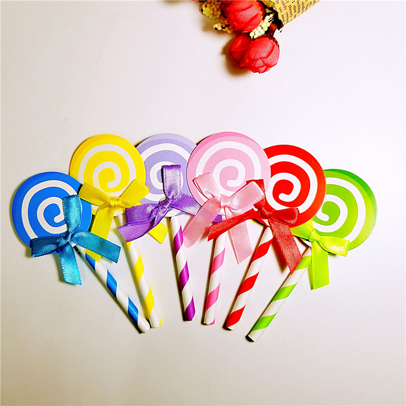 Lollipop cake plug-in card Birthday cake decoration plug-in flag Dessert table layout party decoration plug-in card 6 packs