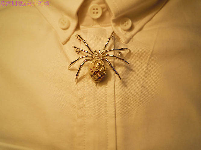 Steampunk Gear Insect Silver Spider Brooch