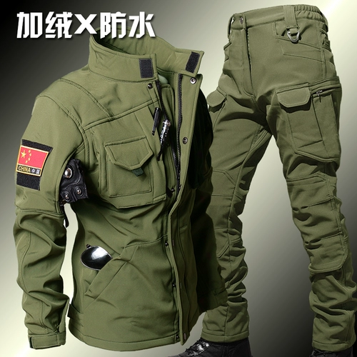 Водонепроницаемая ветрозащитная флисовая демисезонная зеленая тактическая куртка