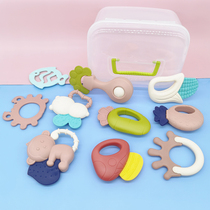 10-piece set of baby tooth glue can be boiled Bell newborn baby molars comfort hand grab ball to send storage box