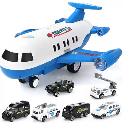 Children's inertial toy storage aircraft Men and women baby oversized airliner with alloy car music story