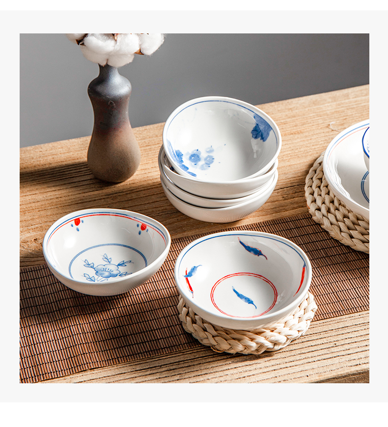 Shun cheung ceramic dishes home eating Japanese and wind silverware under glaze color blue and white porcelain bowls of noodles bowl dish combination