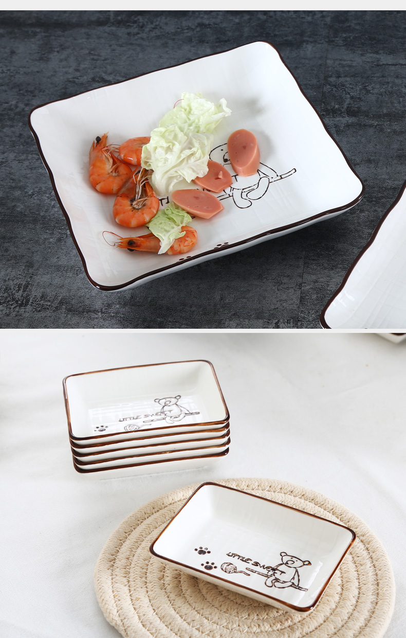 Shun auspicious ceramics cartoon bear plate suit creative household dinner plate FanPan dish simple dish soup plate European cuisine