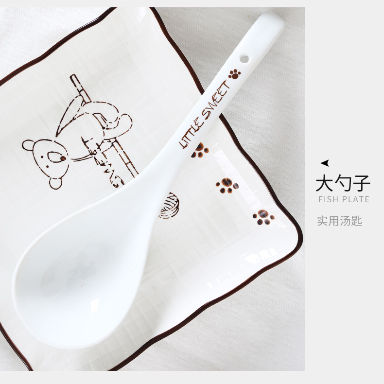 Shun auspicious ceramics miro bear small spoon ladle household creative European - style spoon, spoon, spoon, tableware suit dessert spoon