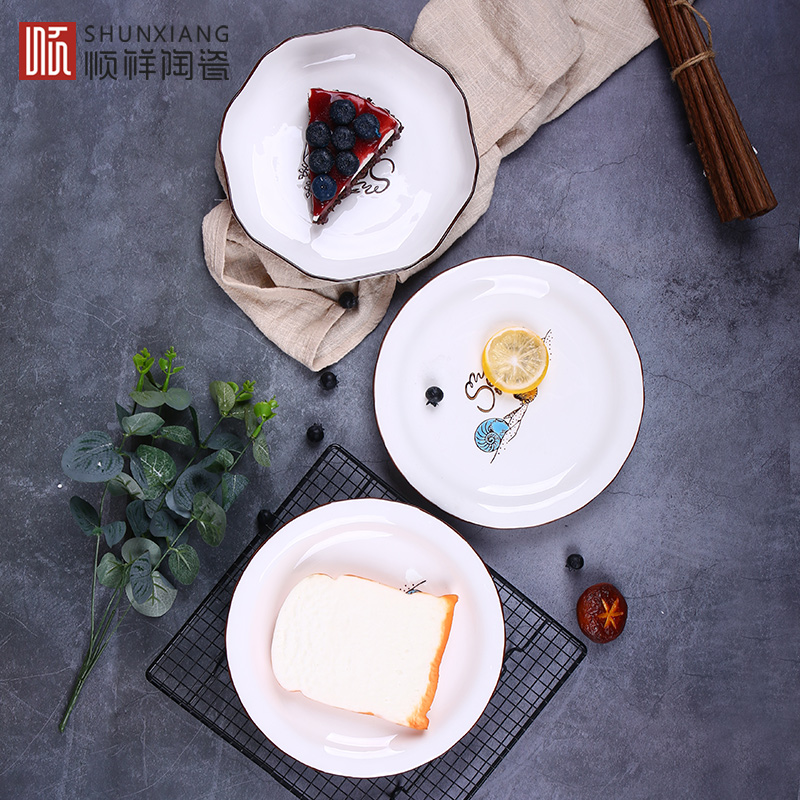 Shun cheung ceramic dish bowl suit household northern dishes, lovely creative cartoon web celebrity bowl chopsticks tableware portfolio