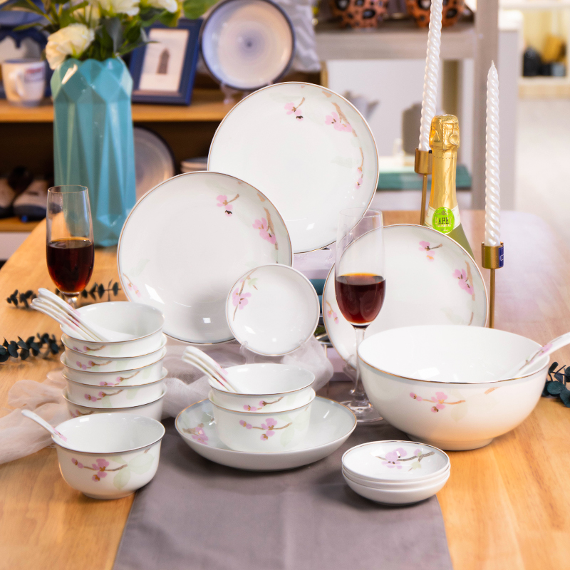 Shun auspicious ceramics gorgeous time ipads porcelain household use tableware suit dishes suit delicate gift small plate