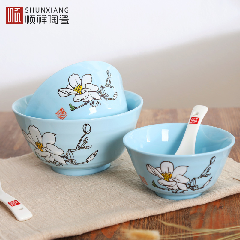 A flower and one world Japanese shun auspicious ceramics creative use plates spoon, chopsticks tableware suit microwave rice bowl under the glaze