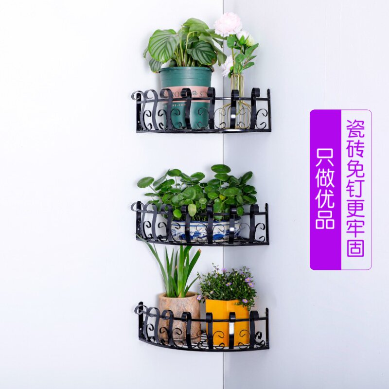 Special price iron wall hanging orchid flower frame wall corner flower pot frame golden kudzu corner shelf balcony flower few