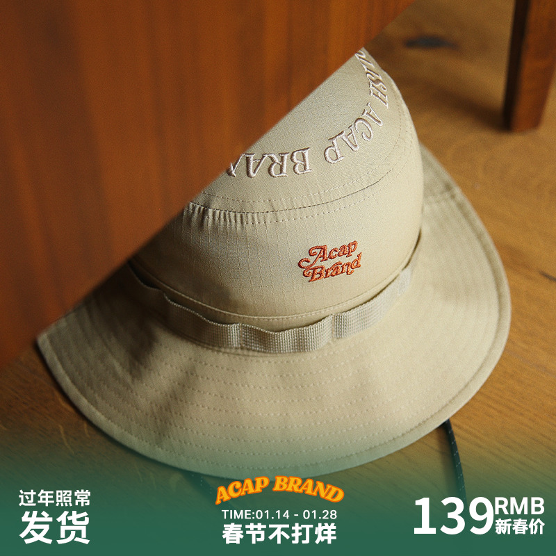 Acap Japanese khaki hat men's and women's summer sun visor sun protection mountain outdoor fisherman hat female trendy brand with a small face