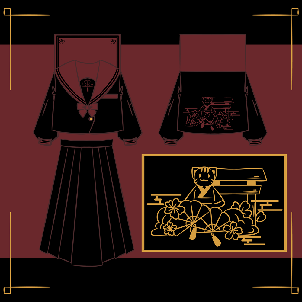 (God Bei JK) Original Fox Cat Social Orthodox JK Uniform Skirt With Bad Long Skirt Closing Western Flap for Embroidered Sailor