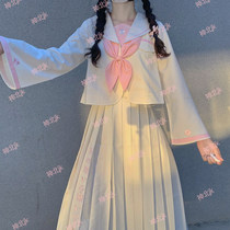 (Shenbei JK)Original fairy raccoon JK uniform skirt bad dark embroidered long dress Sailor suit suit flared sleeves