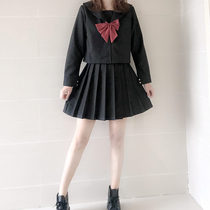 Japanese black basic soft girl JK uniform skirt genuine long dress sailor suit Bad girl college style suit