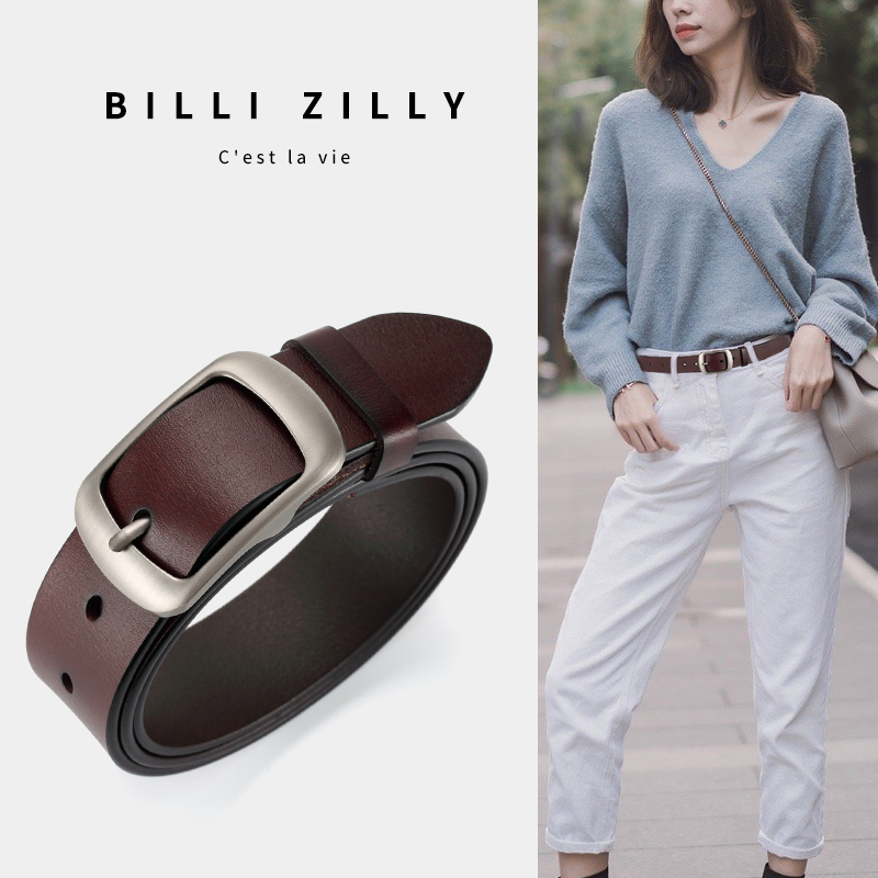 Belt Female real leather fashion simple wild ins wind belt wide retro decorative suit pure cowhide jeans belt
