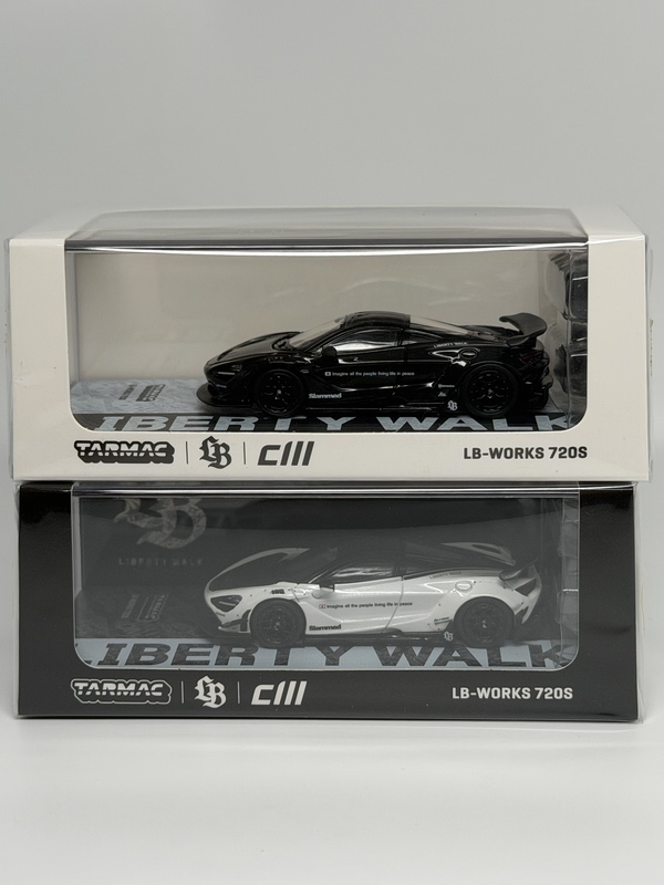 [in Stock with Free Shipping] Tw&Cm 1:64 Scale Alloy Car Model lb Mclaren 720S Black and White Double Threat