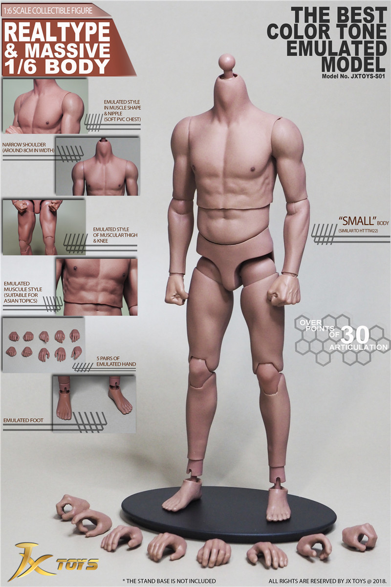 JX TOYS 1//6 Scale Emulated Male Muscular Figure Body JXS02 U.S.A IN STOCK