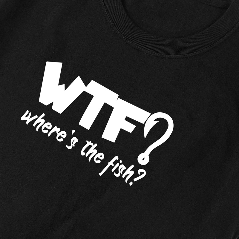Short-Sleeved T-Shirt  Where Is the Fish? Fishing Man English Letter Printing Pure Cotton Summer