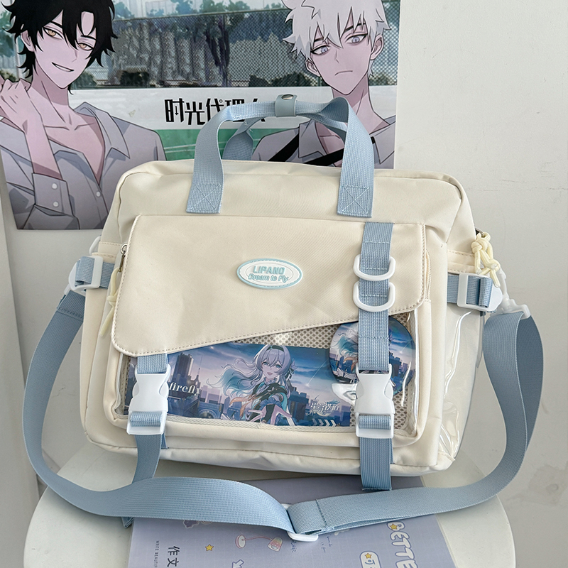 Large-Capacity College-Style Crossbody Bag, Japanese Anime Girl Style, Casual and Versatile Student Tote Bag