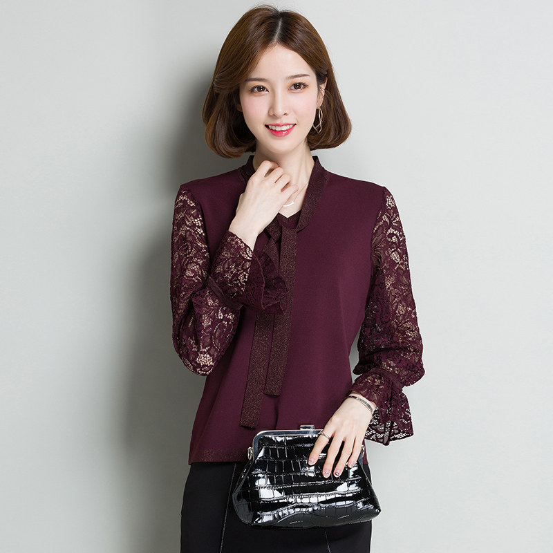 中年女装妈妈装秋装2019新款上衣毛衣洋气针织衫中老年薄款打底衫