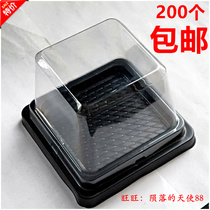 Disposable small cake box black transparent cover square mousse box snow Mei Niang Box 100