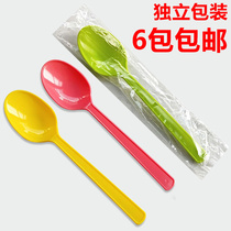 Thickened individual packaging spoon color 16CM plastic spoon soup porridge spoon grass green yogurt spoon 100