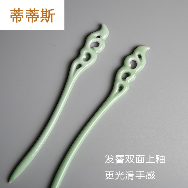 Package more hair mail Chinese wind ceramic gifts green glaze hair clasp antique dish hair ornaments ceramic jewelry classical send people to send