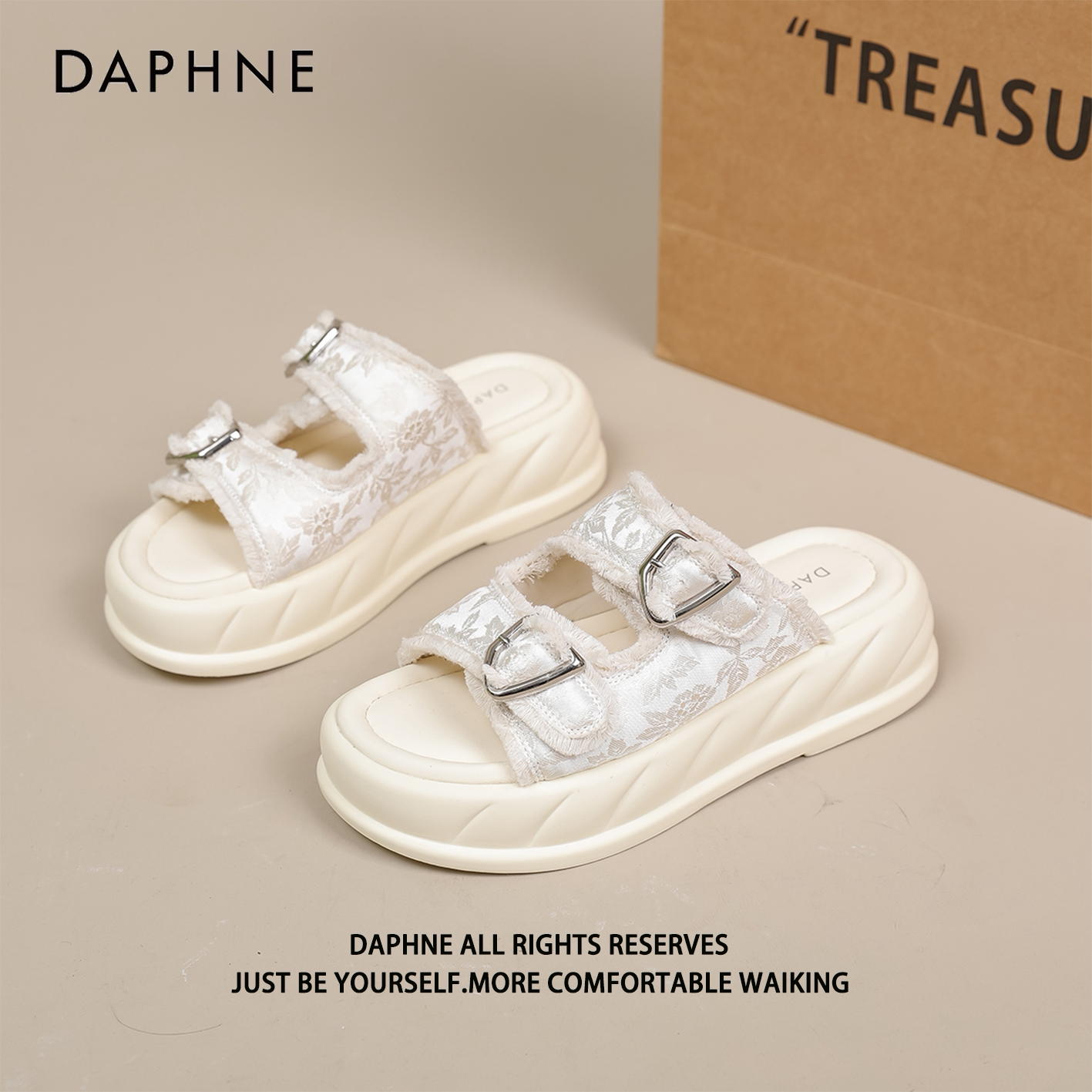 Тапочки Daphne на толстой подошве; женская летняя верхняя одежда; новинка 2025 года; пляжная обувь с односложным названием "наступаю на дерьмо"; сандалии и тапочки в стиле феи Изображение 1