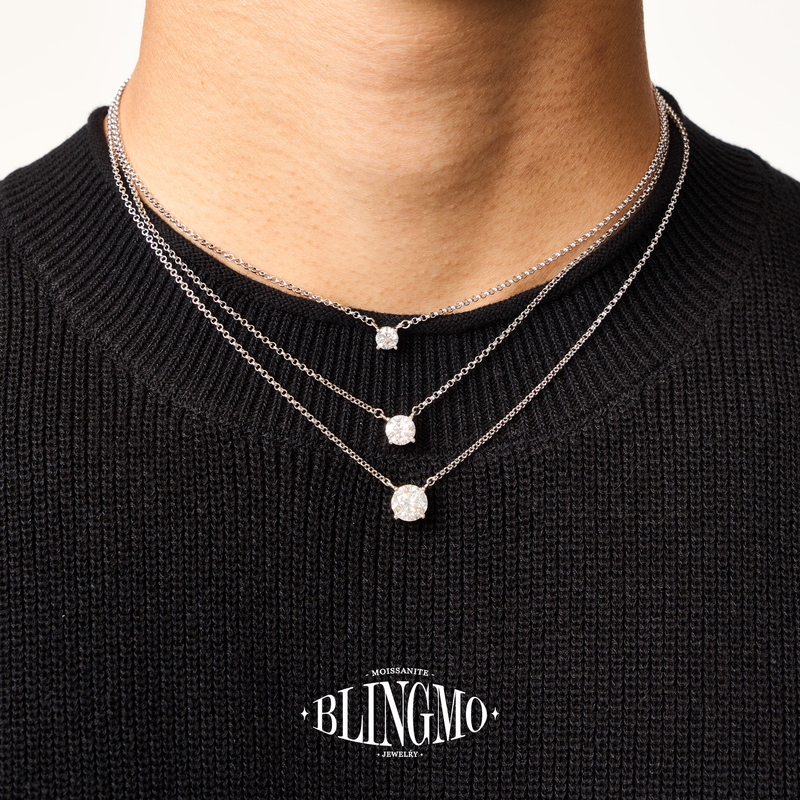 Blingmo S925 Sterling Silver Nose Stud Moissanite Diamond 18K Gold Light Luxury Mini Diamond Necklace High-End Clavicle Chain