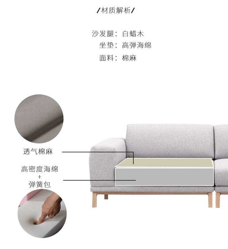 Màu sắc tuyệt vời nhà gỗ Bắc Âu sofa vải căn hộ nhỏ phòng khách nội thất đơn giản hiện đại Nhật Bản kết hợp ba người - Ghế sô pha