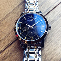 Fully automatic mechanical watch Watch Mens casual Waterproof luminous student hollow tourbillon Steel belt Multifunctional