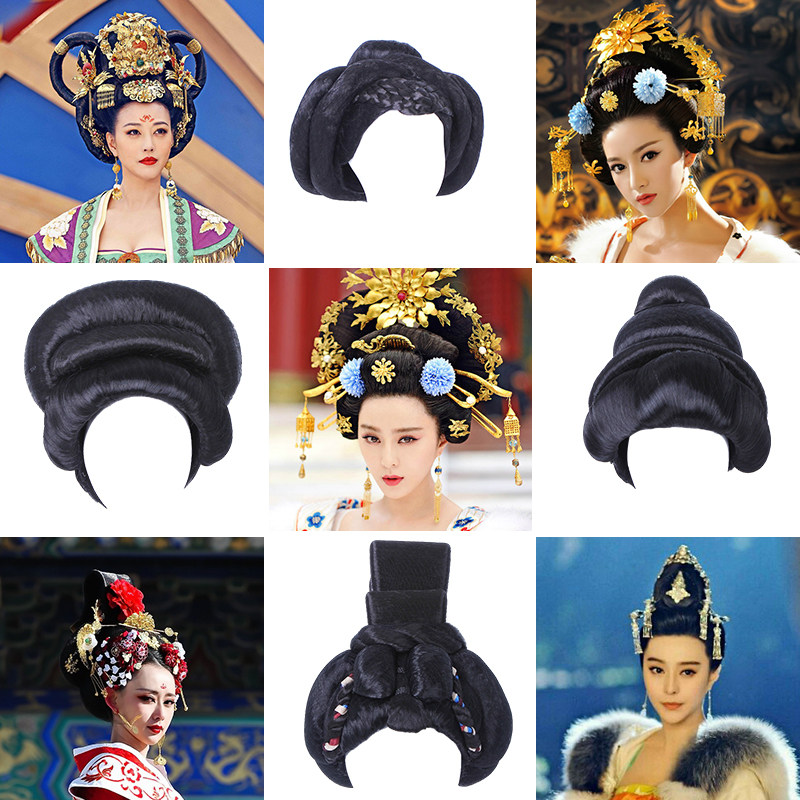 Ancient Dress Wig Lady Empress Modelling Fake Whole Top Wig Women's Anti-String Gala Stage Performance Gooey Headgear