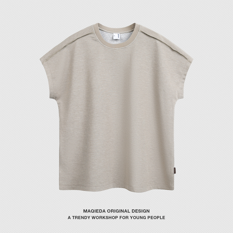 Macheda Simple Solid Color Casual Tee Summer Short-Sleeve T-Shirt Sports Fitness Men's Loose Vest Couple