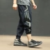 Macheda mùa thu Nhật Bản xu hướng chân nhỏ quần chín quần lỏng giản dị quần thể thao quần ống chân quần nam quần túi hộp nam Crop Jeans