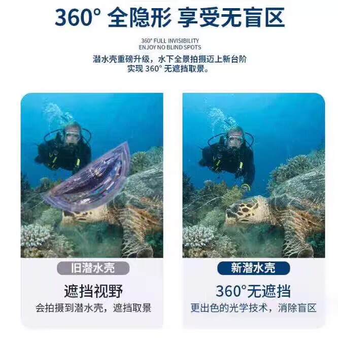Suitable for Insta360X5/X4/X3 Unobstructed Invisible Waterproof Diving and Anti-Fall Case, Skiing and Surfing Accessories