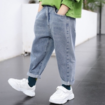 Boys old daddy pants 3 middle children loose jeans 4 mens baby 5 Han version foreign air harynn pants spring autumn long pants 8 years old