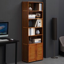 Bookshelf floor-standing simple modern living room wooden art storage rack multi-layer space-saving lattice rack office storage rack