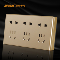 Bright switch socket panel household 86 ultra-thin champagne gold line two or three plug porous fifteen 15-hole socket