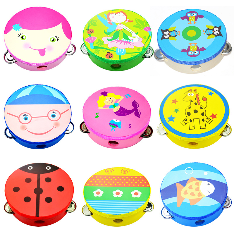 Net Tong Kibei children's hand beat drummer Tambourine rattling small musical instrument tambourine Kindergarten teacher with a performance tambourine