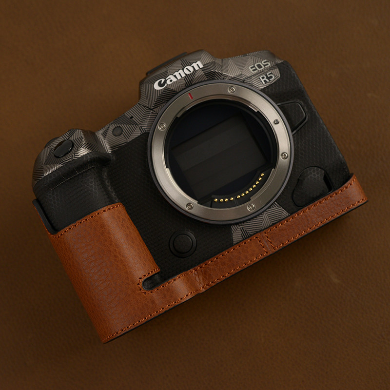 VR original cowhide Canon EOS R5 R6 holster Camera bag Camera holster base half set of leather protective case