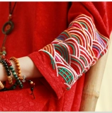 Ретро этническое демисезонное платье, длинная длинная юбка, этнический стиль, из хлопка и льна, с вышивкой, свободный крой